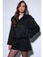 Siyah Süet Görünümlü Bomber Kadın Mont 2