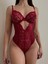 Bordo Dantelli Transparan Alttan Çıtçıtlı Bodysuit 2