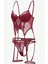 Bordo Babydoll Iç Giyim Seti Bustiyer ,külot , Bacak Bantları 5