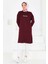 Önü Baskılı Yırtmaçlı Modal Tunik Bordo - 27704 2