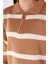 Çizgili Triko Tunik Vizon - 27741-VIZON 5