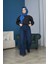 1123-DENIM Bağcıklı Bol Paça Pantolon Lacivert 4