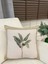 Bej Yeşil Yaprak Desenli Dokuma Kumaş Kırlent Kılıfı 45X45 3