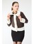 Baskılı Peluş Ceket Kahve - 27763-KAHVE 1