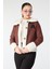 Baskılı Peluş Ceket Kiremit - 27763-KIREMIT 4