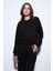 Siyah Basic Kadın Sweatshirt 2