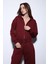 Bordo Kapüşonlu Kadın Sweatshirt 2