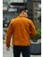 Erkek Trend Polo Yaka Slim Fit Denim Jeans Turuncu Kot Ceket 4