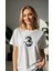Meditasyon Yapan Kirpi Baskılı Oversize Pamuklu Beyaz T-Shirt 3