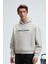 Truett Erkek Kapüşonlu Kanguru Cepli Önü ve Sırtı Baskılı Oversize Gri Sweatshirt 1