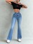 Kadın Ispanyol Paça Yırtmaçlı Jeans Mavi 2