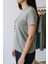 Unisex Haki Bisiklet Yaka Baskılı Tişört 7