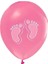 Minik Ayaklar Baskılı 12" Metalik Pembe Balon 1