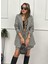Kadın Kazayağı Desen Vatka Detay Kaban ve Yüksek Bel Etek Ikili Takım 7