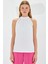 0489 Halter Yaka Örme Bluz - Beyaz 6