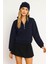 Fermuarlı Kamyoner Yaka Lacivert Kadın Sweatshirt 25K0166K1 1