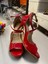 Kırmızı Ruğan Yandan Çift Bağlı Model 8,5 CM(13PONT) Tango, Dans, ve Salon Ayakkabısı 3