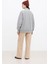 Oversize Yakası Fermuarlı Gri Kadın Sweatshirt 25K0133K1 3