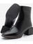 Kadın Topuklu Bot&Bootie Küt Burun Ahşap Desen Ökçe Fermuarlı Günlük Klasik Bot Noyes Siyah 8