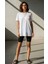 Kadın Oversize Kalp El Baskılı Kısa Kollu Bisiklet Yaka T-Shirt 2