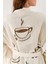 Müslin Kimono %100 Pamuklu Coffee Kahve Baskılı Desenli Bornoz Kaftan Sabahlık 4