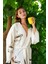 Müslin Kimono %100 Pamuklu Coffee Kahve Baskılı Desenli Bornoz Kaftan Sabahlık 5