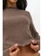 Kadın Yumuşak Dokulu Yarım Balıkçı Yaka Crop Bluz Busem Collection Brown 2