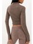 Kadın Yumuşak Dokulu Yarım Balıkçı Yaka Crop Bluz Busem Collection Brown 4