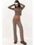 Kadın Yumuşak Dokulu Yarım Balıkçı Yaka Crop Bluz Busem Collection Brown 6