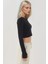 Kadın Esnek Bisiklet Yaka Uzun Kollu Kısa Üst Busem Collection Black 3