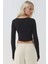 Kadın Esnek Bisiklet Yaka Uzun Kollu Kısa Üst Busem Collection Black 5
