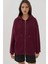 Kadın Şardonlu Cepli Fermuarlı Kapüşonlu Sweatshirt Busem Collection Red 2