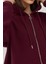Kadın Şardonlu Cepli Fermuarlı Kapüşonlu Sweatshirt Busem Collection Red 3