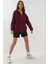 Kadın Şardonlu Cepli Fermuarlı Kapüşonlu Sweatshirt Busem Collection Red 4