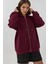 Kadın Şardonlu Cepli Fermuarlı Kapüşonlu Sweatshirt Busem Collection Red 7