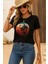 Kadın Kısa Kollu Palmiye Baskılı Viskon T-Shirt 1