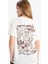 Oversize Geniş Kalıp Bisiklet Yaka Baskılı Kısa Kollu Tişört G3264AX25WN 1