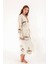 Müslin Kimono %100 Pamuklu Coffee Kahve Baskılı Desenli Bornoz Kaftan Sabahlık 3