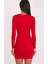 Uzun Kollu Mini Kırmızı Elbise 2