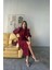 Tencel Karpuz Kol Elbise - Bordo 1