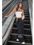 Kadın Siyah Beyaz Çift Renk Çapraz Askılı Crop Top Bluz 6