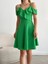 Yaka Volan Detaylı Askılı Kloş Abiye ve Mezuniyet Elbisesi 58729 Yeşil 1
