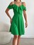Yaka Volan Detaylı Askılı Kloş Abiye ve Mezuniyet Elbisesi 58729 Yeşil 2