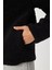 Polo Yaka Fermuarlı Peluş Sweatshirt LCI0042 Siyah 5