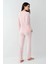 9085 Kadın Bisiklet Yaka Uzun Kollu Pijama Takımı-Pembe 4