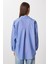 Çizgili Oversize Dokuma Gömlek LDZ0050 Mavi 4