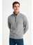 Erkek Dik Yaka Sweatshirt Dik Yaka Yarım Fermuarlı 3 Iplik Şardonlu Pamuk Kumaş 1