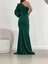 Tek Kol Derin Yırtmaçlı Krep Gece Elbisesi Abiye 582286 Zumrut 4
