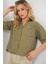 Keten Görünümlü Crop Gömlek 20339 - Çağla 1