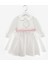 Beyaz Uzun Kollu Çiçek Nakışlı Kız Çocuk Elbise - Rina 5